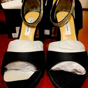 Brand new INC Mia black satin tie back heel with Studded wrap